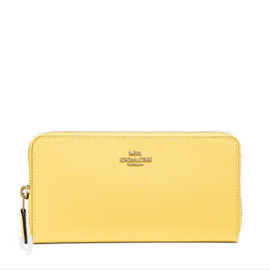 Ví Coach Accordion Zip Wallet In Crossgrain Leather Màu Vàng