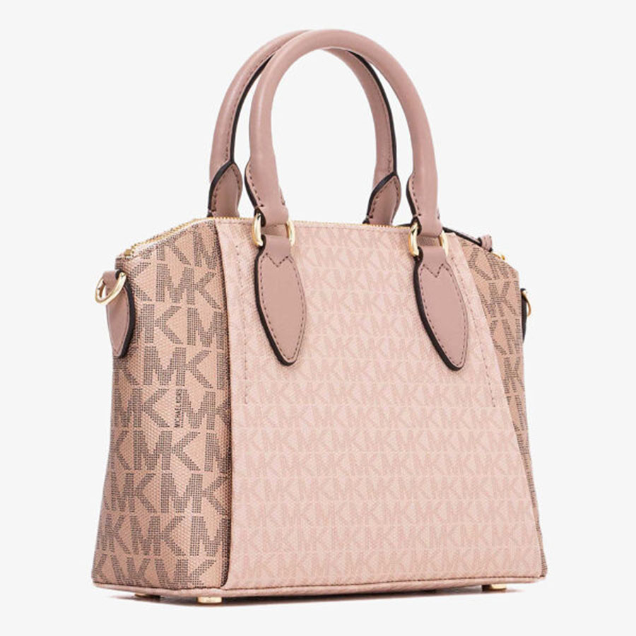 Túi Xách Michael Kors MK Sienna Medium Logo and Leather Messenger Bag Màu Hồng Nhạt