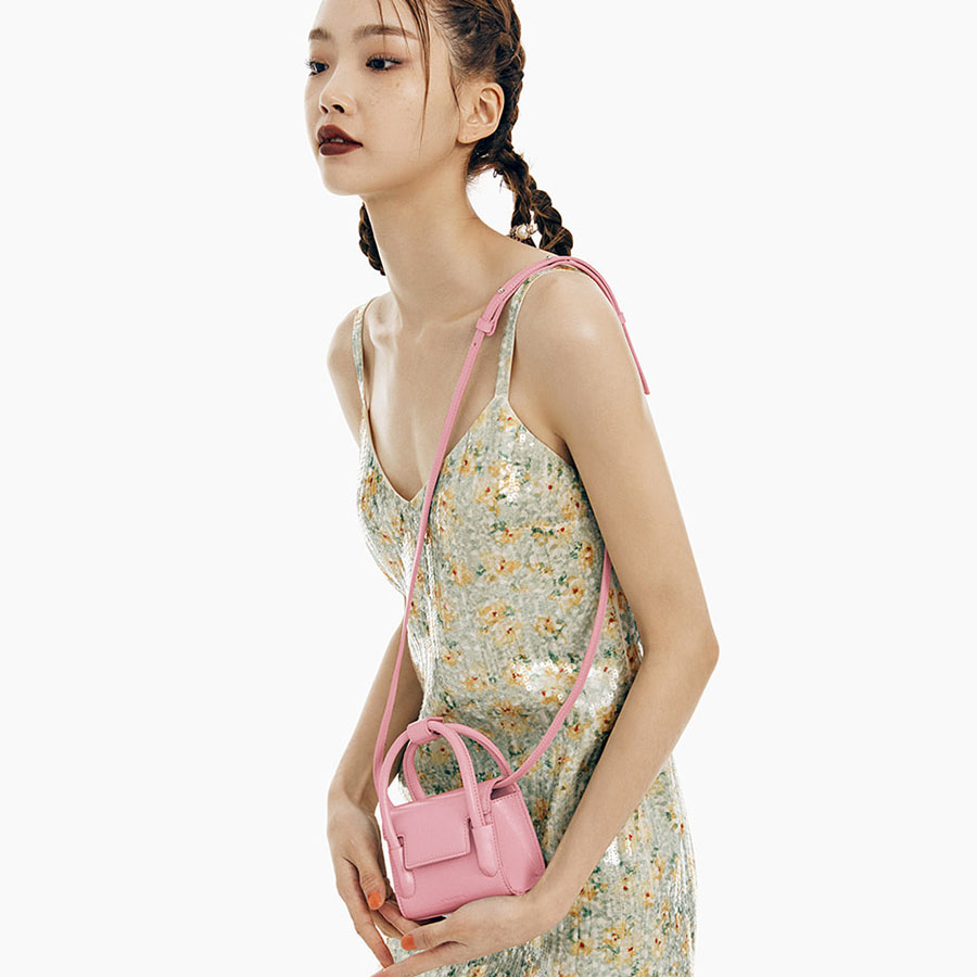 Túi Xách Tay Find Kapoor Marty Bag 12 Crinkled Pink Màu Hồng