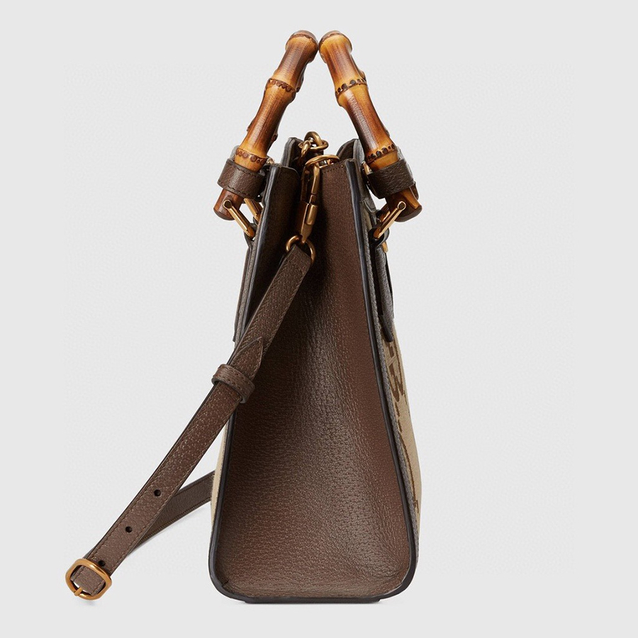 Túi Xách Gucci Diana Jumbo GG Small Tote Bag Màu Nâu