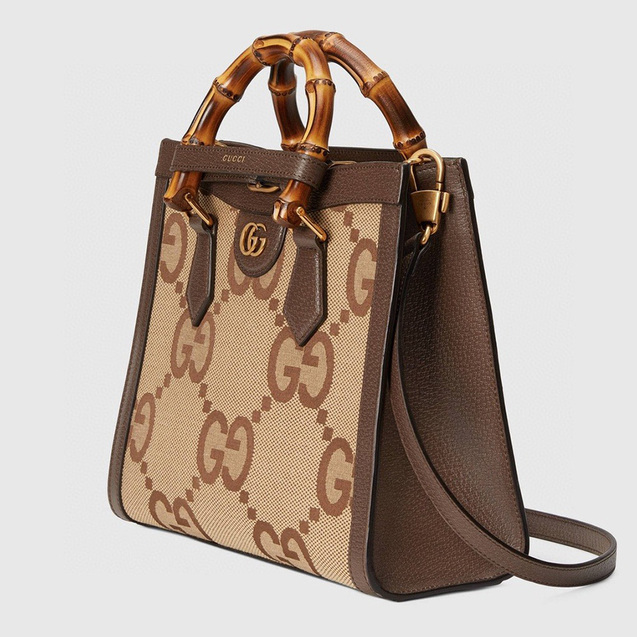 Túi Xách Gucci Diana Jumbo GG Small Tote Bag Màu Nâu