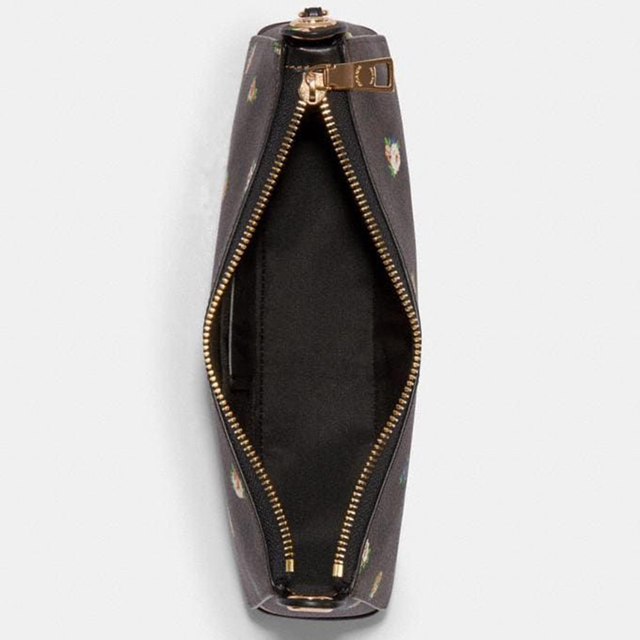 Túi Đeo Chéo Coach C6823 Jes Baguette In Signature Canvas With Vintage Mini Rose Print In Brown Black Multi Màu Nâu