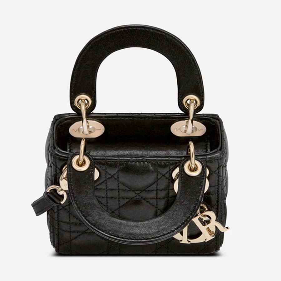 Túi Xách Tay Dior Micro Lady Dior Bag Black Cannage Lambskin Màu Đen