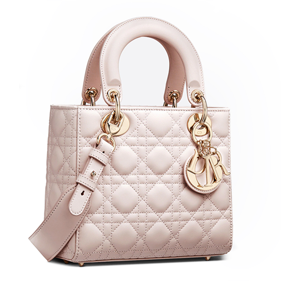 Túi Xách SMall Lady Dior My ABCDIOR Cannage Lambskin Màu Hồng Phấn