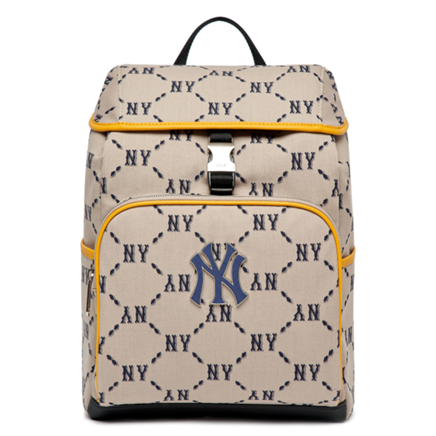 Balo MLB Monogram Diamond Jacquard New York Yankees 3ABKM022N-50BGS Màu Beige