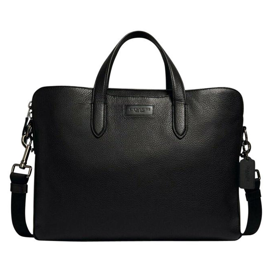 Cặp Xách Tay Coach Nam Portfolio Hamilton Beckett Structured Penn Brief In Signatur Leather Clutch Màu Đen