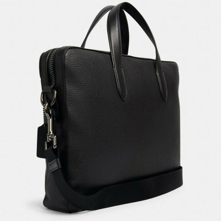 Cặp Xách Tay Coach Nam Portfolio Hamilton Beckett Structured Penn Brief In Signatur Leather Clutch Màu Đen