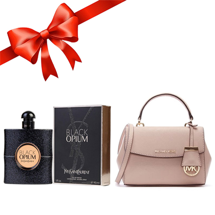 Combo Túi Xách Michael Kors MK Ava Mini Hồng Nhạt + Nước Hoa Yves Saint Laurent YSL Black Opium EDP 100ml