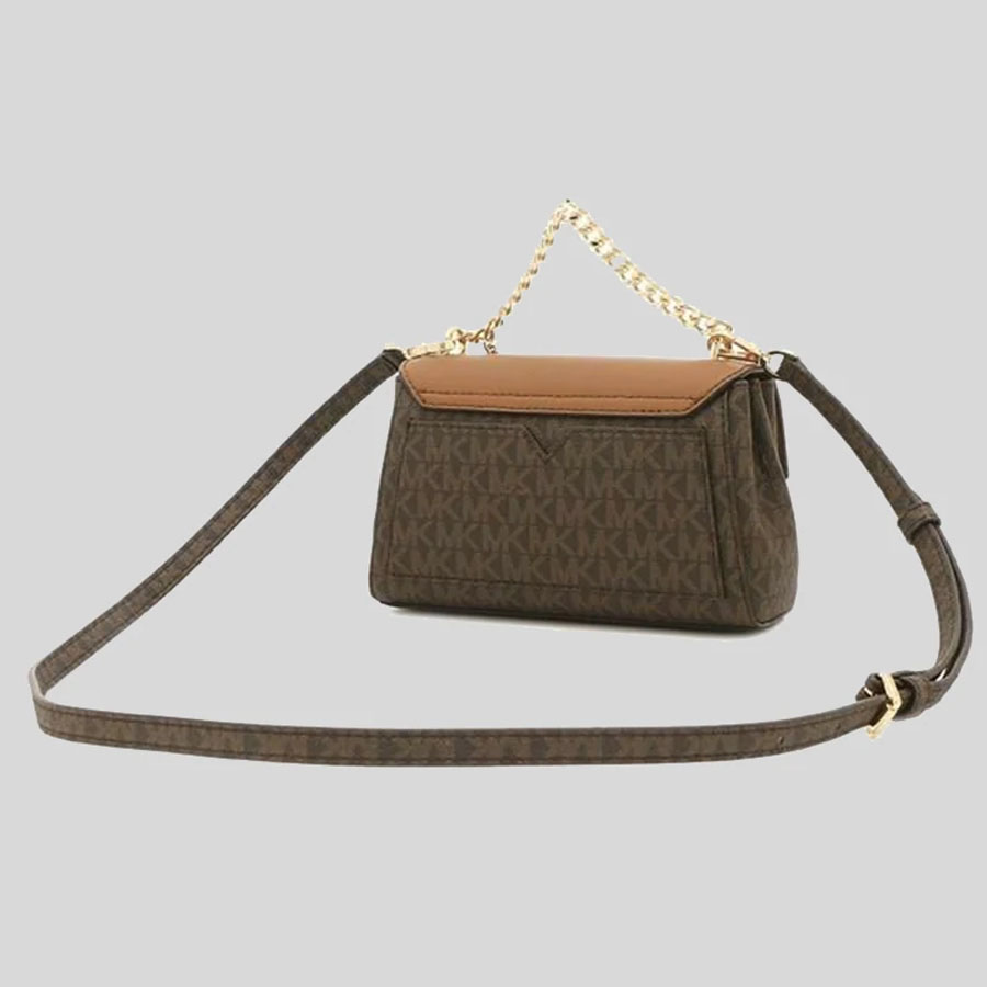 Túi Đeo Chéo Michael Kors MK Lita Small Two-Tone Logo And Leather Crossbody Bag 35H0GXPC1V Brown