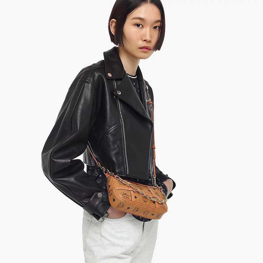 Túi Xách MCM Delmy Shoulder Bag In Visetos Màu Nâu
