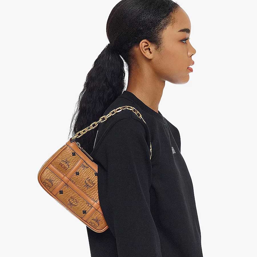Túi Xách MCM Delmy Shoulder Bag In Visetos Màu Nâu