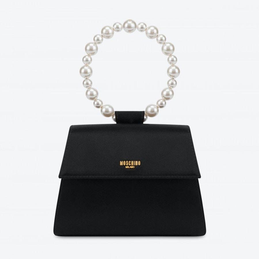 Túi Cầm Tay Moschino Pearls Handle Hand Bag Màu Đen