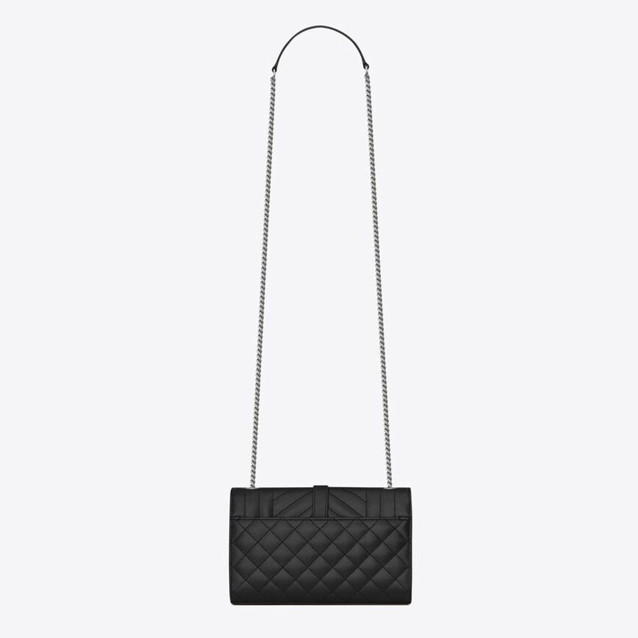 Túi Đeo Chéo Nữ Yves Saint Laurent YSL Envelope Small Bag In Mix Matelassé Grain De Poudre Embossed Leather Màu Đen