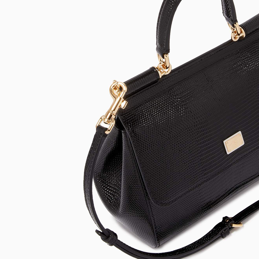 Túi Xách Nữ Dolce & Gabbana D&G Small Sicily Bag in Iguana Printed Leather Màu Đen