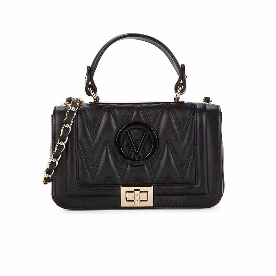 Túi Xách Valentino Women's Beatriz Quilted Chevron Leather Shoulder Bag Màu Đen