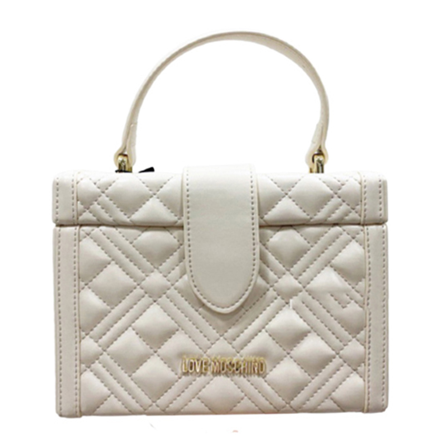 Túi Đeo Chéo Moschino Quilted Mini Box Cross-Body Bag Màu Trắng