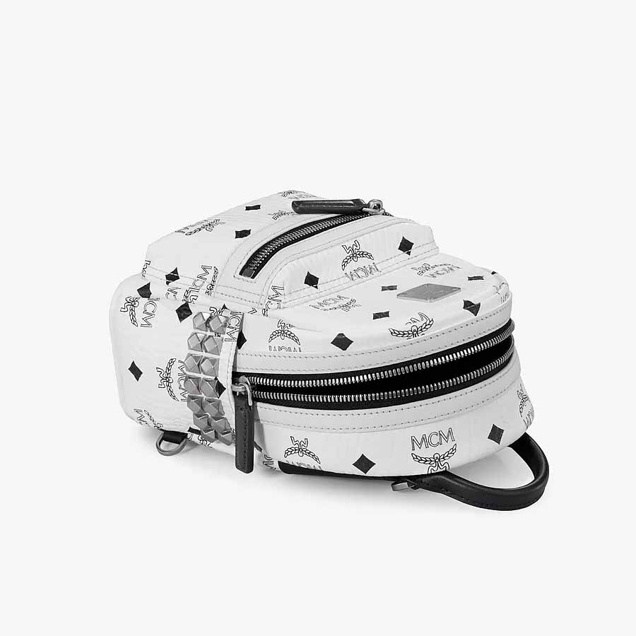 Balo MCM Stark Side Studs Bebe Boo Backpack In Visetos White Màu Trắng