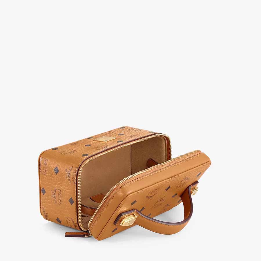 Túi Hộp MCM Rockstar Vanity Case In Visetos Original Cognac Màu Nâu