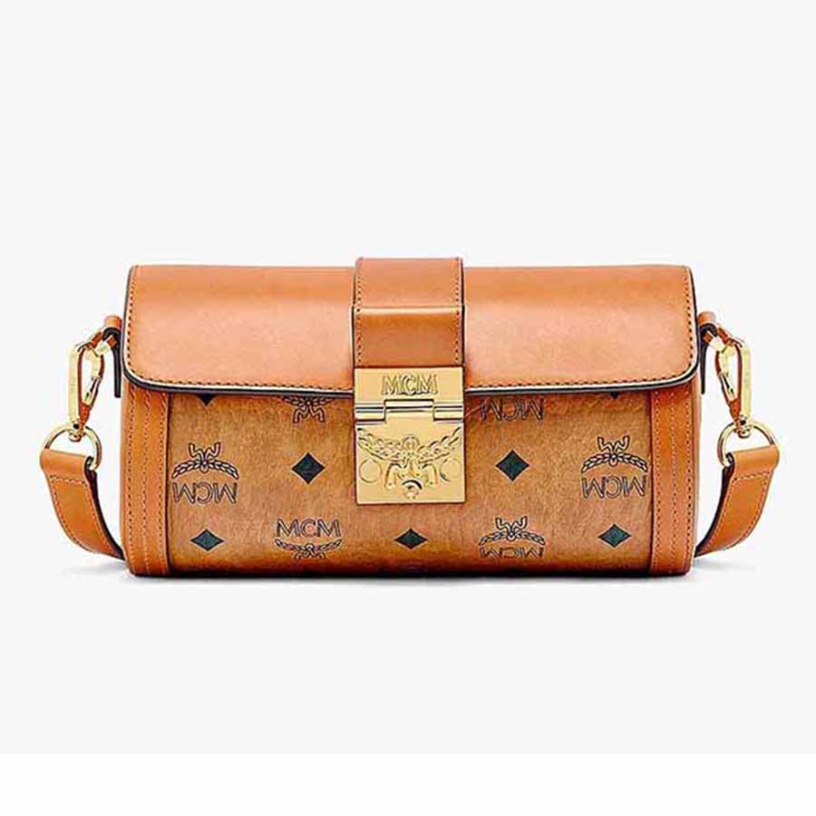 Túi Trống Mini MCM Tracy Crossbody In Visetos Cognac Màu Nâu