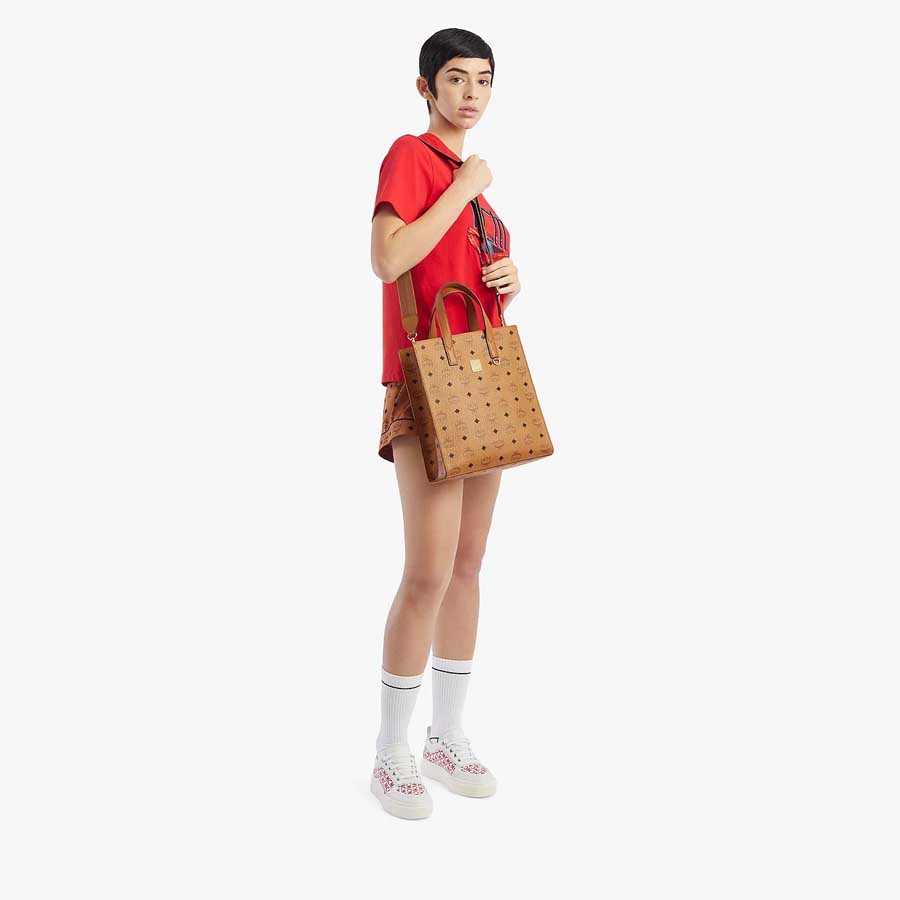 Túi Tote MCM Klassik Tote In Visetos Cognac Màu Nâu