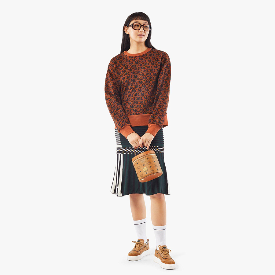 Túi Xách Tay MCM Cylinder Crossbody In Visetos Màu Nâu