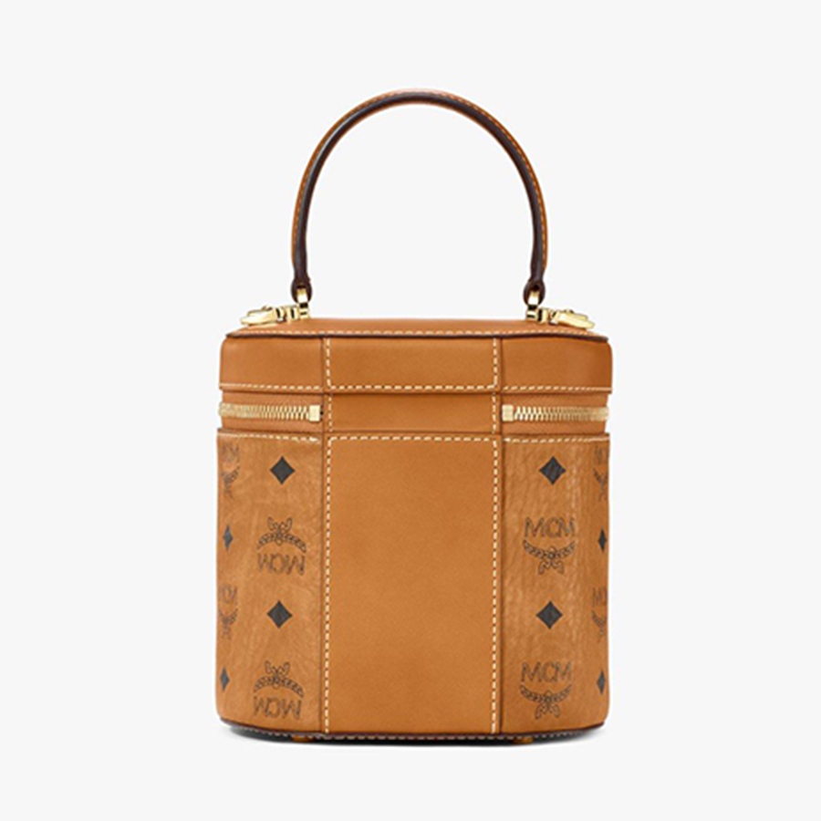 Túi Xách Tay MCM Cylinder Crossbody In Visetos Màu Nâu