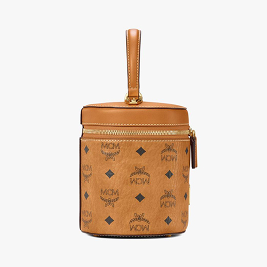 Túi Xách Tay MCM Cylinder Crossbody In Visetos Màu Nâu