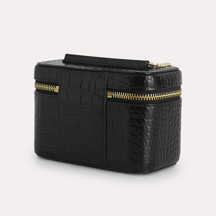 Túi Đeo Chéo Pedro Textured Leather Vanity Case PW4-65940023 Màu Đen