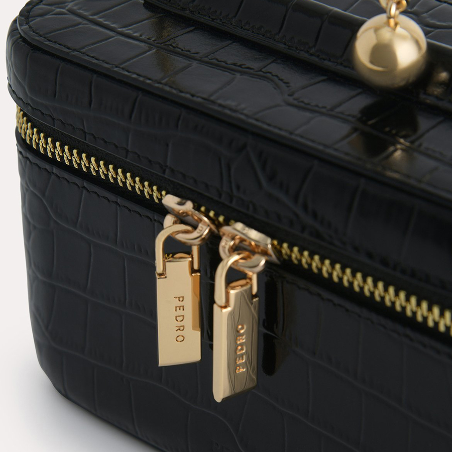 Túi Đeo Chéo Pedro Textured Leather Vanity Case PW4-65940023 Màu Đen