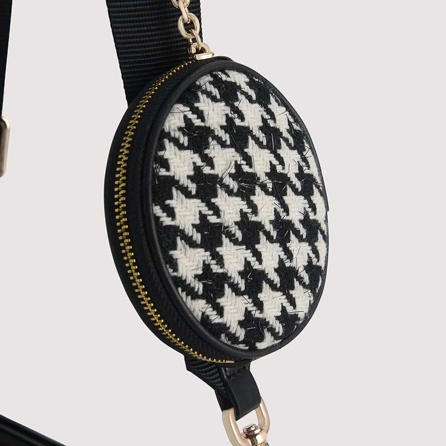 Túi Xách Pedro Houndstooth Double Flap Shoulder Bag PW2-75210093-2 Màu Đen