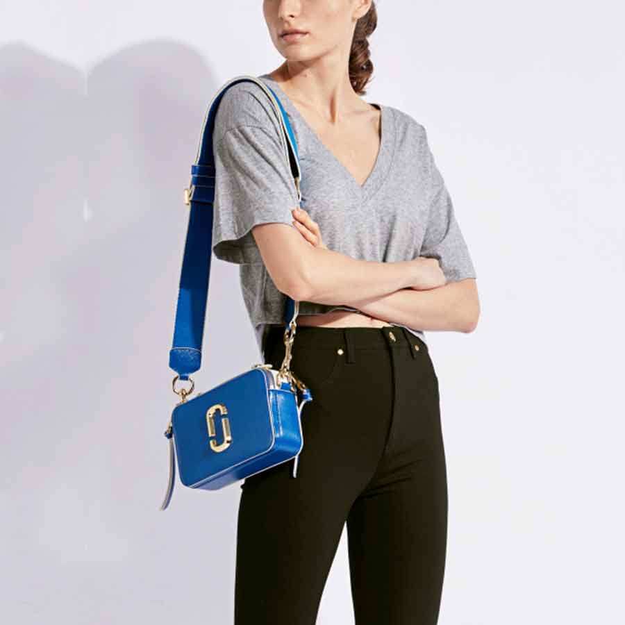 Túi Marc Jacobs Cowhide The Sure Shot Shoulder Bag Blue Leather Màu Xanh Blue