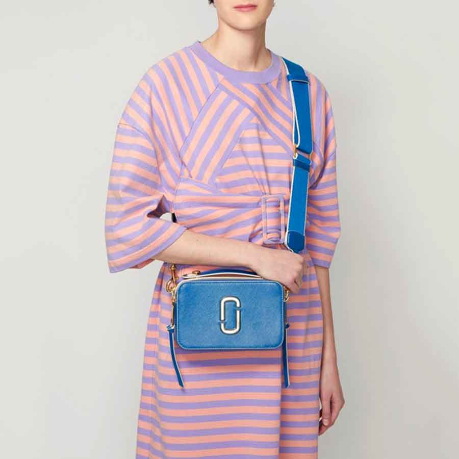 Túi Marc Jacobs Cowhide The Sure Shot Shoulder Bag Blue Leather Màu Xanh Blue