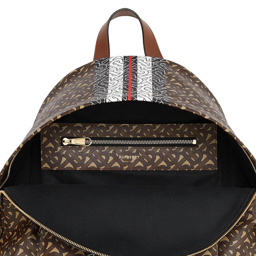 Balo Burberry Monogram Stripe Print E-Canvas Bridle Brown Backpack Màu Nâu