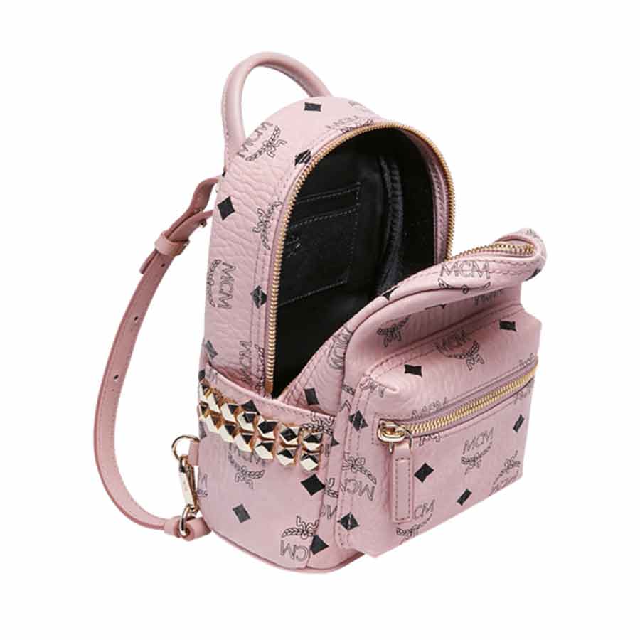 Balo MCM Pink Stark Side Studs Bebe Boo Backpack Màu Hồng