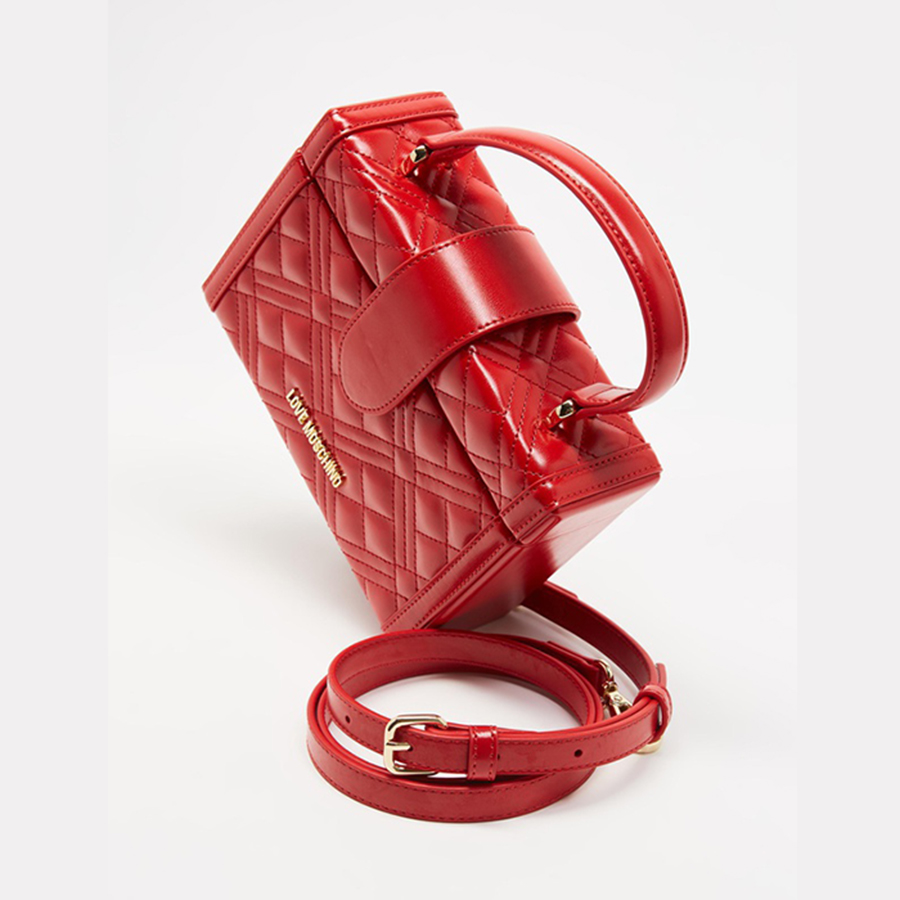 Túi Đeo Chéo Moschino Quilted Mini Box Cross-Body Bag Màu Đỏ