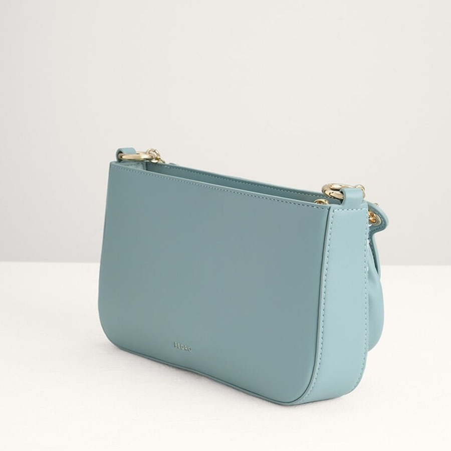 Túi Đeo Vai Pedro Tweed Double Flap Shoulder Bag Màu Xanh