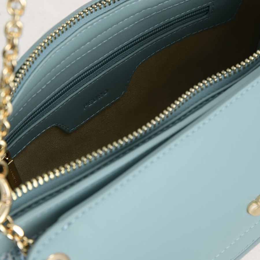 Túi Đeo Vai Pedro Tweed Double Flap Shoulder Bag Màu Xanh