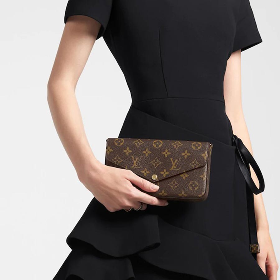 Túi Đeo Chéo Nữ Louis Vuitton LV M61276 Félicie Pochette Monogram Màu Nâu