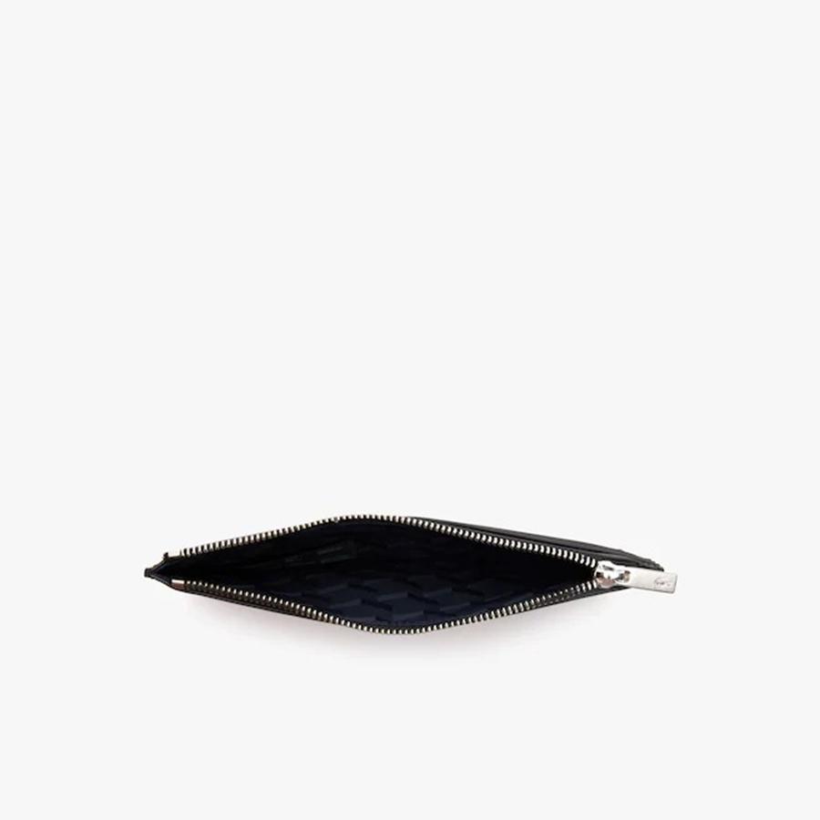 Ví Lacoste Men's Fitzgerald 6 Card Leather Zip Wallet Màu Đen