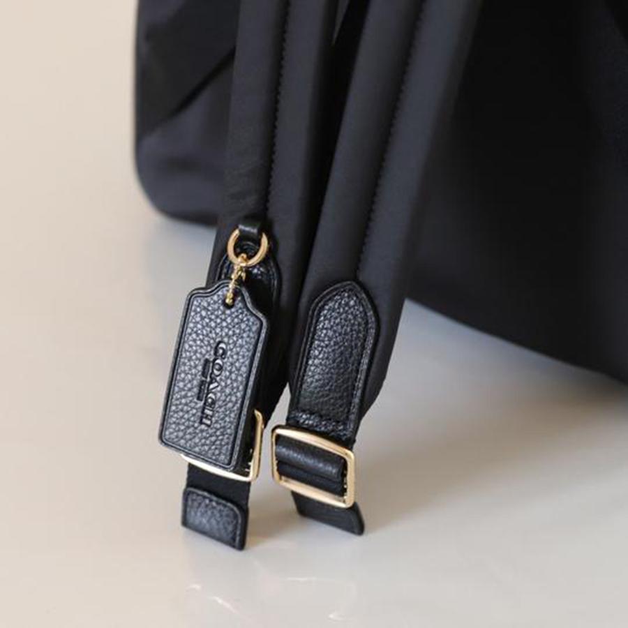 Balo Coach Saddle New Women's (F29004) Charlie Pebble Black Leather Backpack