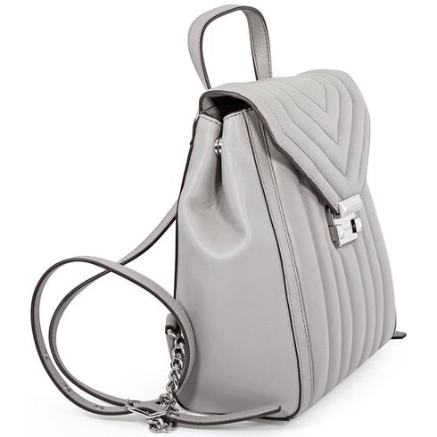 Balo Michael Kors MK Whitney Quilted Leather Backpack- Pearl Grey Màu Xám