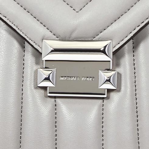 Balo Michael Kors MK Whitney Quilted Leather Backpack- Pearl Grey Màu Xám