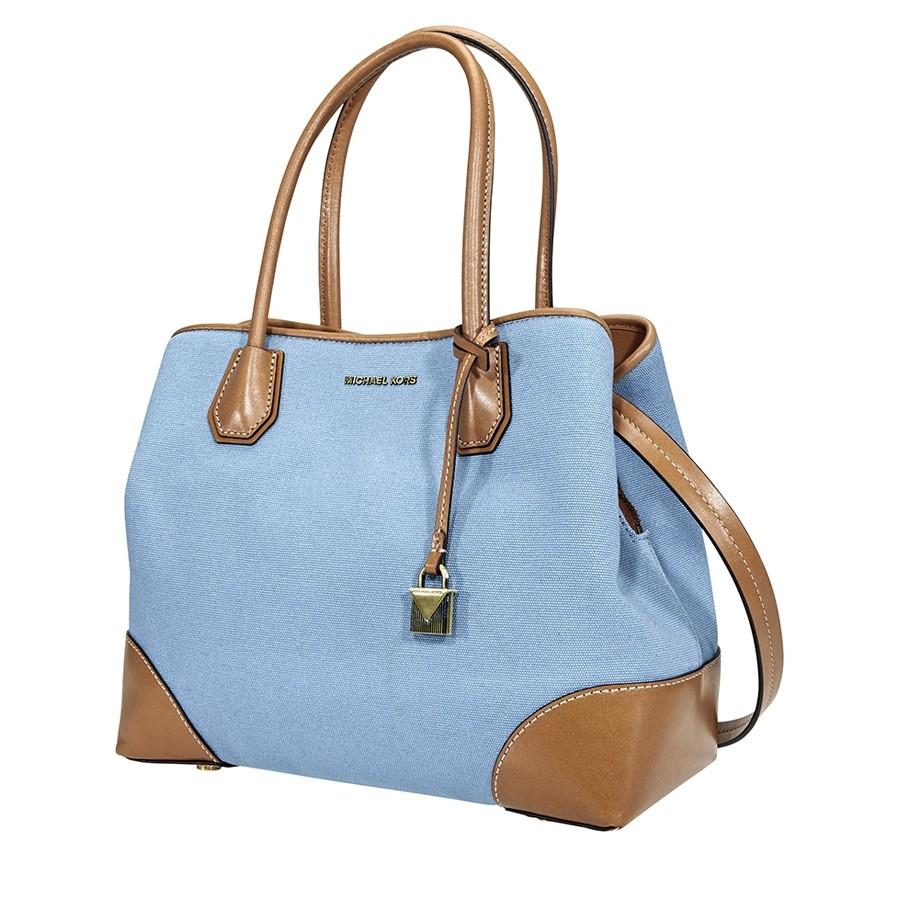 Túi Tote Michael Kors MK Mercer Gallery Medium Tote- Powder Blue  Màu Xanh Blue