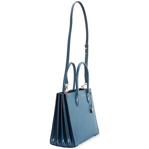 Túi Tote Michael Kors MK Mercer Large Pebbled Leather Accordion Tote Bag Màu Xanh Dương