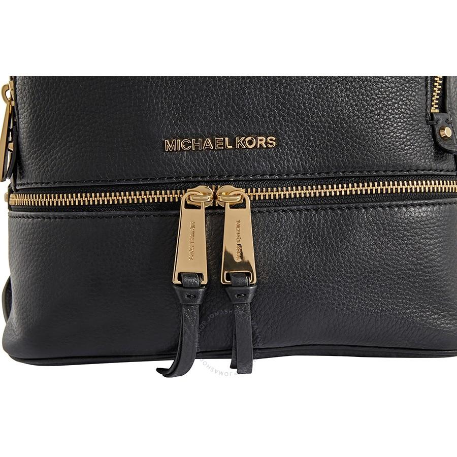 Balo Michael Kors MK Rhea Medium Leather Backpack - Black Màu Đen