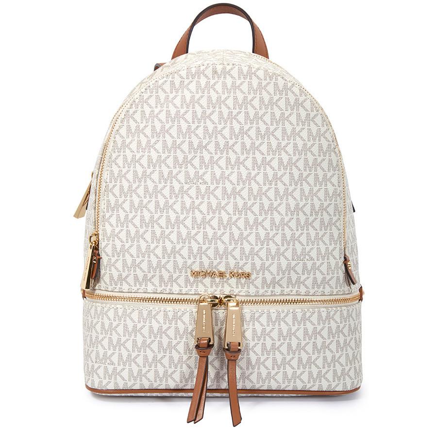 Balo Michael Kors MK Rhea Medium Logo Print Backpack - Vanilla Màu Trắng