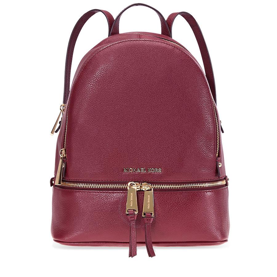Balo Michael Kors MK Rhea Medium Leather Backpack - Oxblood Màu Đỏ