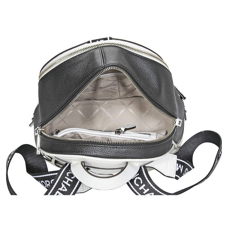 Balo Michael Kors MK Rhea Medium Pebbled Leather Backpack - Optic White / Black Màu Trắng