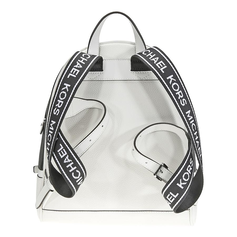 Balo Michael Kors MK Rhea Medium Pebbled Leather Backpack - Optic White / Black Màu Trắng