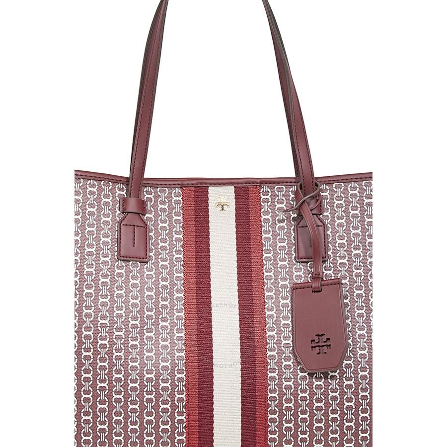 Túi Tote Tory Burch Gemini Link Canvas Tote- Burgundy Gemini Link  Màu Đỏ